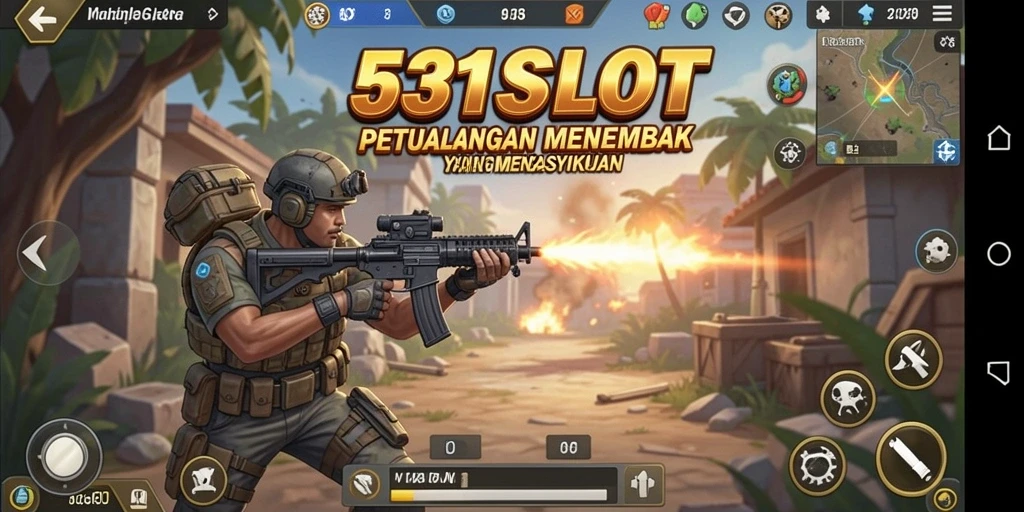 Screenshot 531SLOT menunjukkan aksi menembak yang intens dan seru.