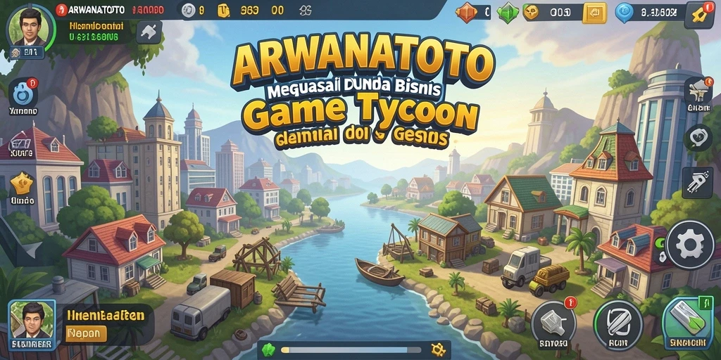 Screenshot gameplay ARWANATOTO menunjukkan manajemen bisnis yang strategis.