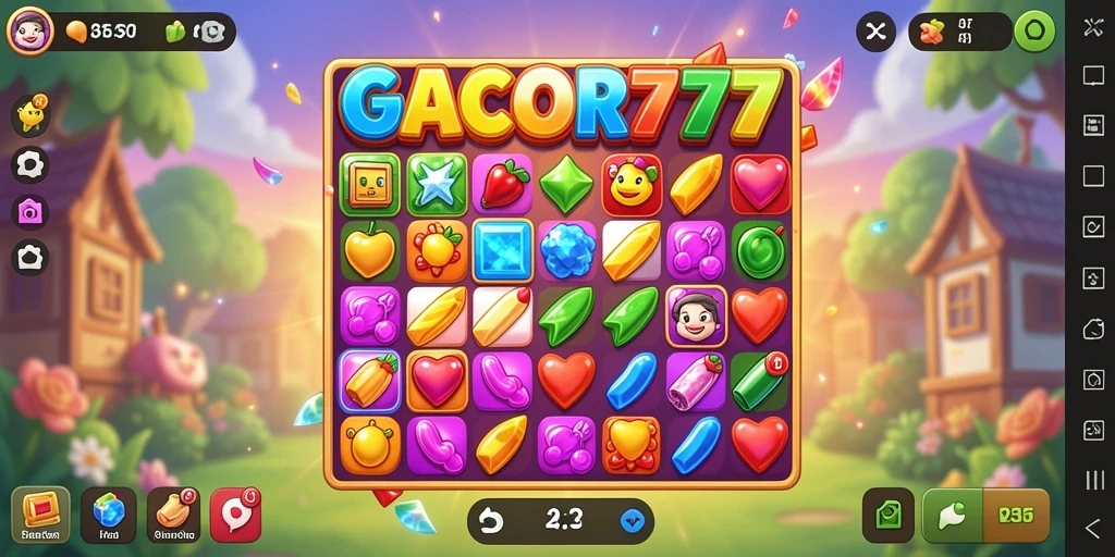 Tampilan permainan seru GACOR777 dengan gameplay Match-3.