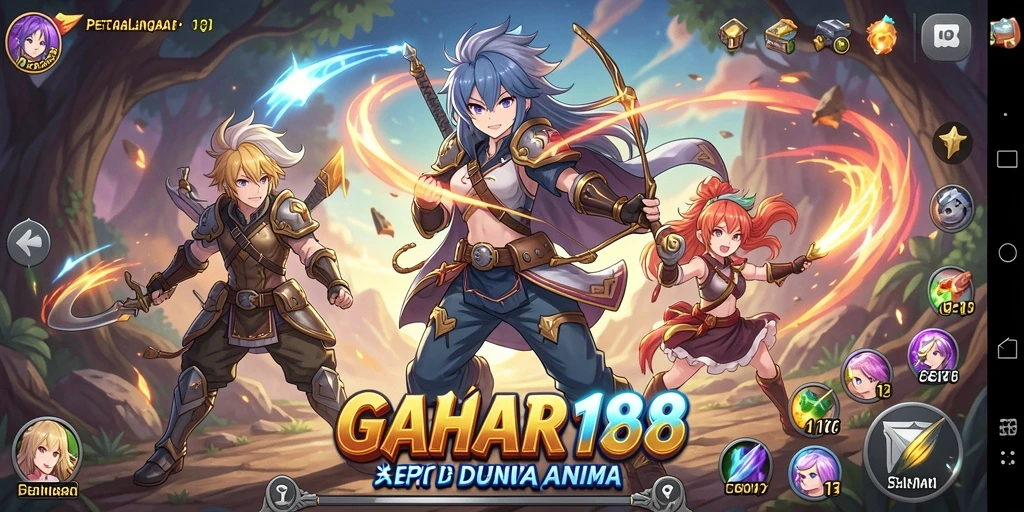 Screenshot gameplay GAHAR188 menampilkan pertarungan karakter Anime yang seru.