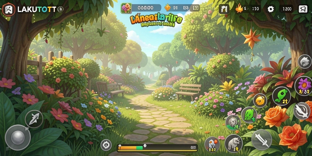 Tampilan gameplay seru dalam <strong>LAKUTOTO</strong> saat berkebun.