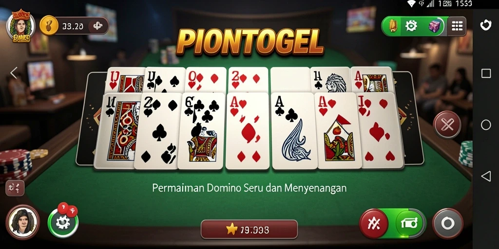 Screenshot gameplay PIONTOGEL dengan tampilan seru permainan Domino.