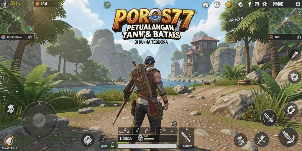 Screenshot gameplay POROS77 menampilkan kebebasan berpetualang di dunia terbuka.