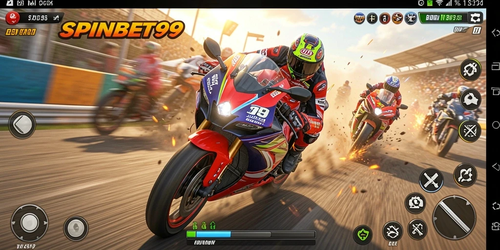 Tampilan menakjubkan dari gameplay balapan motor SPINBET99.