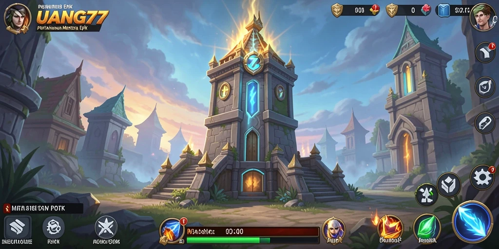Tangkapan layar gameplay UANG77 menampilkan aksi Tower Defense yang mendebarkan.