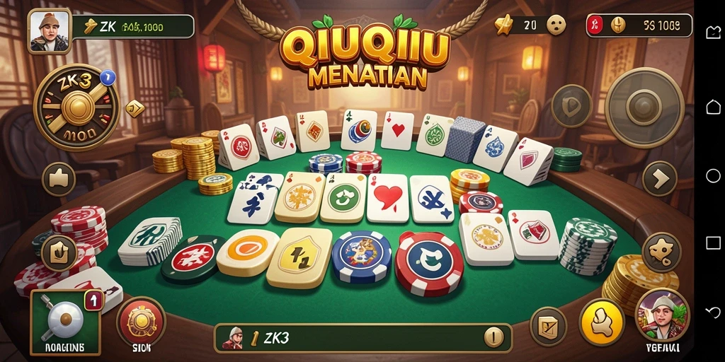 Tampilan gameplay seru QiuQiu di ZK3 dengan grafis menarik.